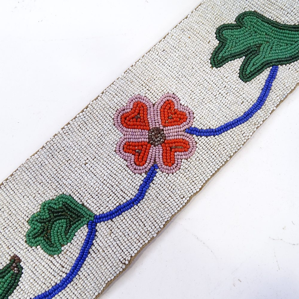 A Native American floral design beadwork belt, early to mid-20th century, band width 7.5cm - Image 3 of 3