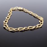 An Italian 14ct gold long flat curb link bracelet, bracelet length 17cm, 7.7g Very good original