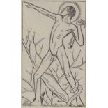 Eric Gill, engraving, David, published 1929, image 4.25" x 2.5", framed 2 very light fox marks in