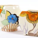 A Clarice Cliff for Wilkinson Bizarre Rhodanthe pattern Bonjour shape preserve pot, and a Clarice