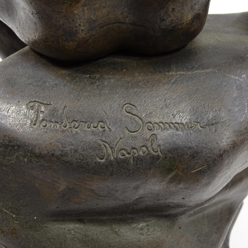 A 19th century Italian patinated bronze sculpture of Mercury resting, inscribed Fonderia Sommer - Image 2 of 5
