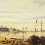 Attributed to Richard Parkes Bonnington (1802 - 1828), oil on wood panel, detailed coastal scene,