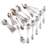 Various silver spoons, including dessert spoons and teaspoons, some Georgian and Victorian, 19.9oz