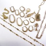 Various 9ct gold jewellery, including fish pendant, earrings, Cupid pendant etc, 16.4g total Lot