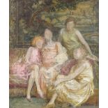 Attributed to Margaret Lindsay-Williams, watercolour, study for a family portrait, thought to be the