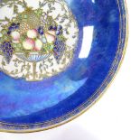 Royal Worcester Crown Ware lustre bowl, gilded fruit design, diameter 28cm Gilding lightly rubbed,