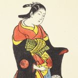 Hachiguchi Goyo, woodblock print, kimono, 12.5" x 5.5", mounted Very good condition