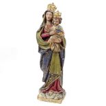 A 19th century Italian carved painted and gilded wood and gesso figure of Mary and the infant