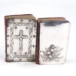 2 Edwardian silver-fronted Common Prayer Bibles, including 1 by William Comyns, length 12cm (2) Both
