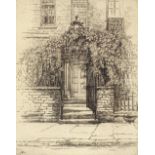 Adeline Ellingworth, etching, 22 Cheyne Walk, signed in pencil, plate size 10" x 8", framed Slight