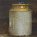 Andrew Hemingway, watercolour, still life stoneware jar, signed with monogram, 11" x 13.5", label