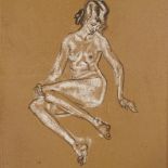 Arthur B Davies, charcoal/chalk female nude, signed, 17" x 12", unframed Several dents around the