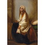John Jeffs, oil on canvas, resting woman, signed and dated 1915, 13.5" x 9.5", framed Good