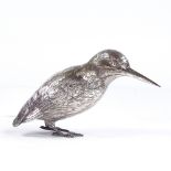 A German silver model kingfisher, possibly by B Neresheimer & Sohne, Hanau, import marks for