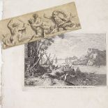 After Salvator Rosa, engraving, St Anthony of Padua preaching to the fishes, circa 1750, and another