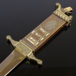 An unusual French bronze paper knife, with combination lighter and calendar handle, length 26cm