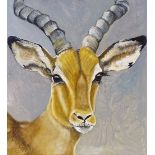 Clive Fredriksson, oil on canvas, impala, 30" x 20", unframed Very good condition