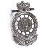 A chrome plate Royal Automobile Club car badge, serial no. 12088