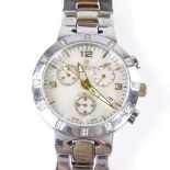 CHRISTINA - a lady's stainless steel and diamond quartz chronograph wristwatch, mother of pearl dial