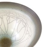 David James White (1934-2011), studio Pottery brown/blue glazed footed bowl with ink filled