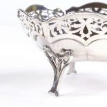 A George V silver bon bon bowl, pierced foliate decoration, maker's marks S&Co, hallmarks Birmingham