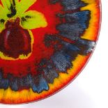 Anita Harris for Poole Pottery, flambe glaze dish with abstract decoration, ref. 99DWT, diameter