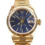 ROLEX - a lady's 18ct gold Oyster Perpetual DateJust automatic wristwatch, ref. 69178, circa 1995,