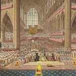 Early 19th century hand coloured engraving, the Coronation of George IV 1821, image 13" x 18",