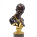 Oskar Gladenbeck (1850 - 1921), parcel gilded bronze bust of a Nubian man, signed and dated 1882,