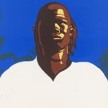 Colour screen print, African man, indistinctly signed in pencil, sheet size 19.5" x 24", unframed