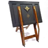 A Victorian artist's leather-covered portfolio stand on brass-mounted mahogany base, by Slade