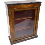 A 19th century walnut pier cabinet, with inlaid marquetry and gilt-metal mounts, width 76cm