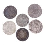 6 European silver 17th and 18th high denomination coins