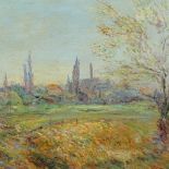 Attributed to Ronald Ossory Dunlop, oil on canvas, impressionist landscape, unsigned, inscribed on