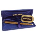 A Waterman Moire pattern gold plated ballpoint pen, boxed