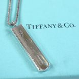 TIFFANY & CO - a sterling silver ingot pendant necklace, on original snake link sterling chain,