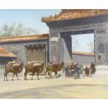 Large photographic print circa 1920, Chinese street scene, entrance to Imperial City, 18" x 30",