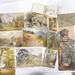 Robert Gill and Mary Gill, large collection of watercolours, drawings and sketchbooks