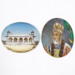 19th century Indian School, 2 miniature paintings on ivory, portrait of a man possibly Ranjit Singh,