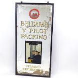 Beldam's V Pilot Packing advertising wall mirror, in original ebonised frame, overall dimensions 1.