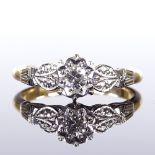 An 18ct gold 0.3ct solitaire diamond ring, platinum-topped illusion style settings, setting height