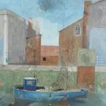 Keith Purser, oil on paper, Boston, 1991, signed with Rye Art Gallery Exhibition label verso, 23"