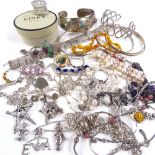 Various silver jewellery, including Pandora, Armani, and Links of London, 380g total Lot sold as