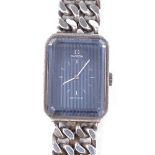 OMEGA - a sterling silver De Ville mechanical wristwatch, ref. 1011, circa 1976, dark blue dial with