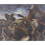 Ian Jenkins, oil on board, First War casualty, signed and dated '37, 20" x 24", unframed Several