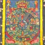 An Oriental hand-painted thangka on silk.