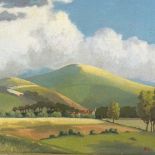 Mid-20th century oil on canvas, extensive landscape, signed with monogram, dated '58, 16" x 20",