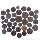 A collection of 18th and 19th century British copper coins and tokens