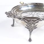 A late Victorian rollover-top breakfast chafing dish, ivorine ball handle with dome rollover lid