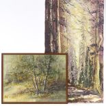 N Damberg?, mid-20th century oil on canvas, woodland scene, 30" x 16", unframed